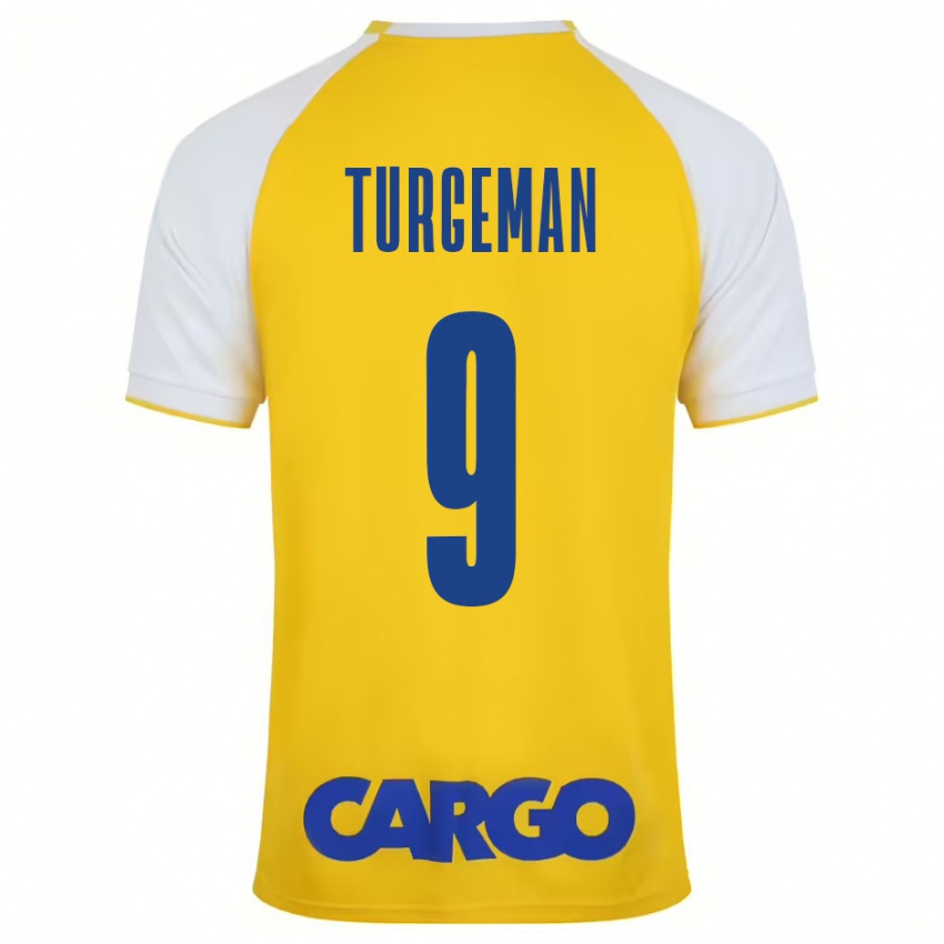 Niño Camiseta Dor Turgeman #9 Amarillo Blanco 1ª Equipación 2024/25 La Camisa