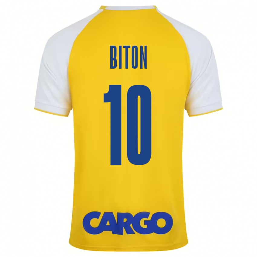 Niño Camiseta Dan Biton #10 Amarillo Blanco 1ª Equipación 2024/25 La Camisa