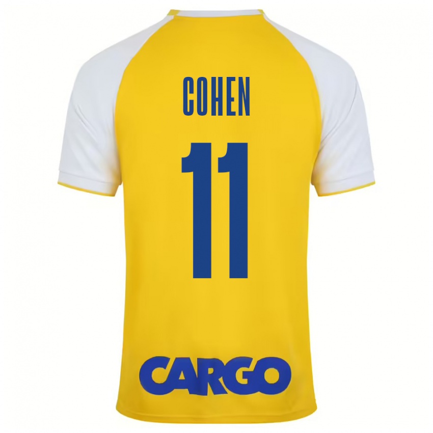 Niño Camiseta Yonatan Cohen #11 Amarillo Blanco 1ª Equipación 2024/25 La Camisa