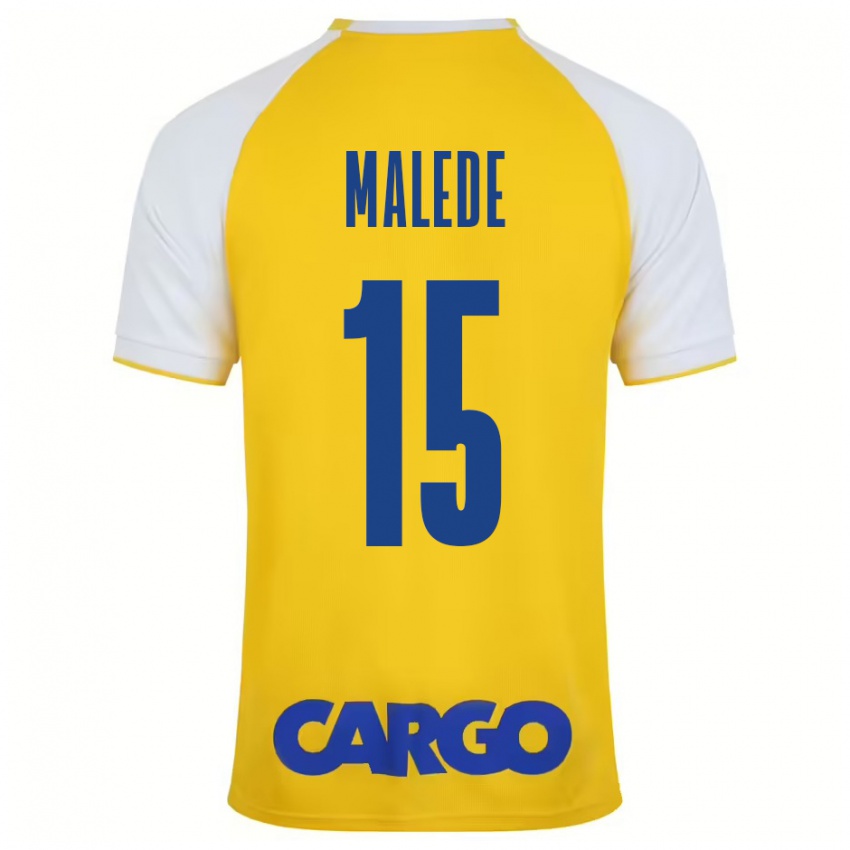 Niño Camiseta Yonas Malede #15 Amarillo Blanco 1ª Equipación 2024/25 La Camisa