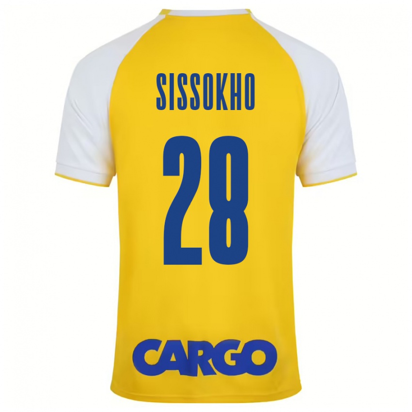 Niño Camiseta Issouf Sissokho #28 Amarillo Blanco 1ª Equipación 2024/25 La Camisa