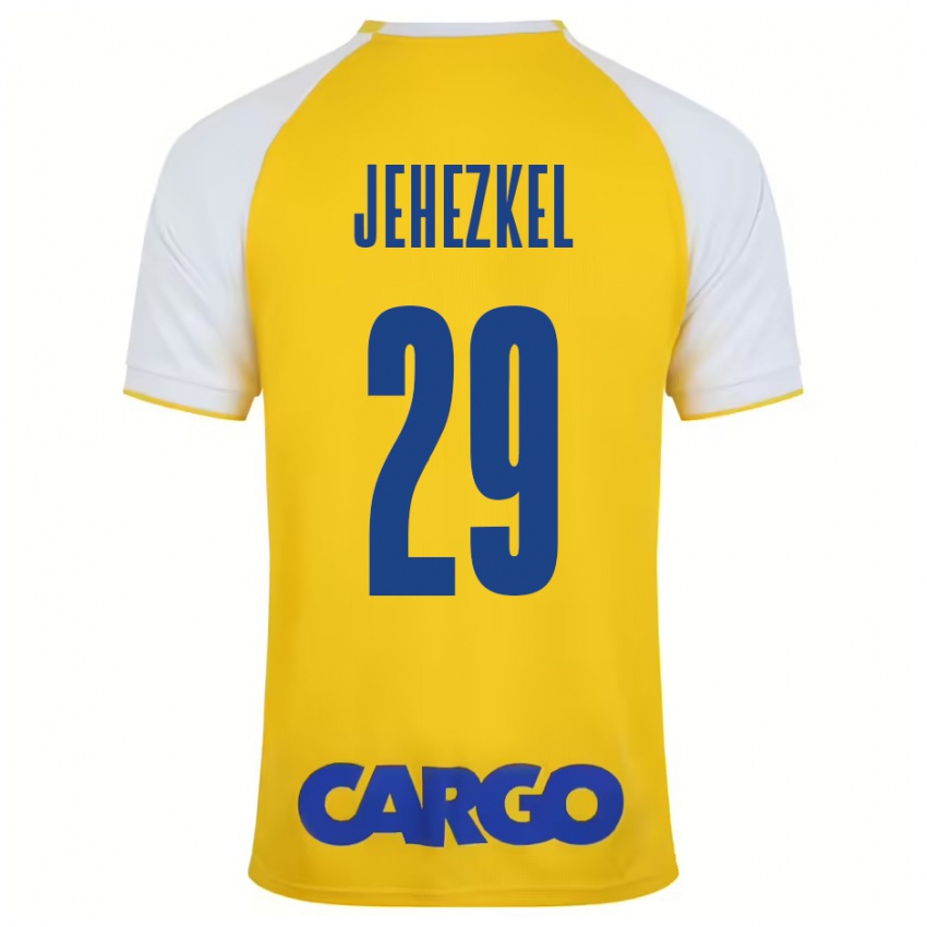 Niño Camiseta Sagiv Jehezkel #29 Amarillo Blanco 1ª Equipación 2024/25 La Camisa