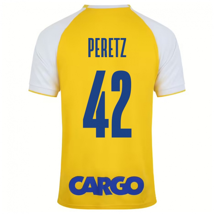 Niño Camiseta Dor Peretz #42 Amarillo Blanco 1ª Equipación 2024/25 La Camisa