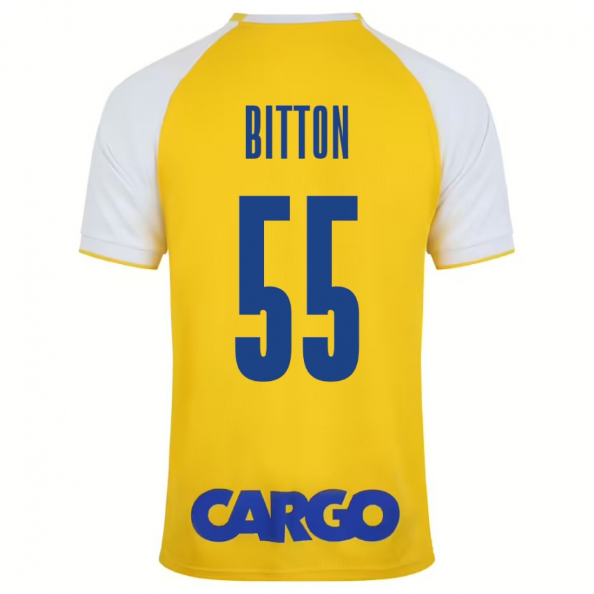 Niño Camiseta Nir Bitton #55 Amarillo Blanco 1ª Equipación 2024/25 La Camisa