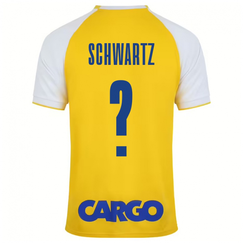 Niño Camiseta Noam Schwartz #0 Amarillo Blanco 1ª Equipación 2024/25 La Camisa