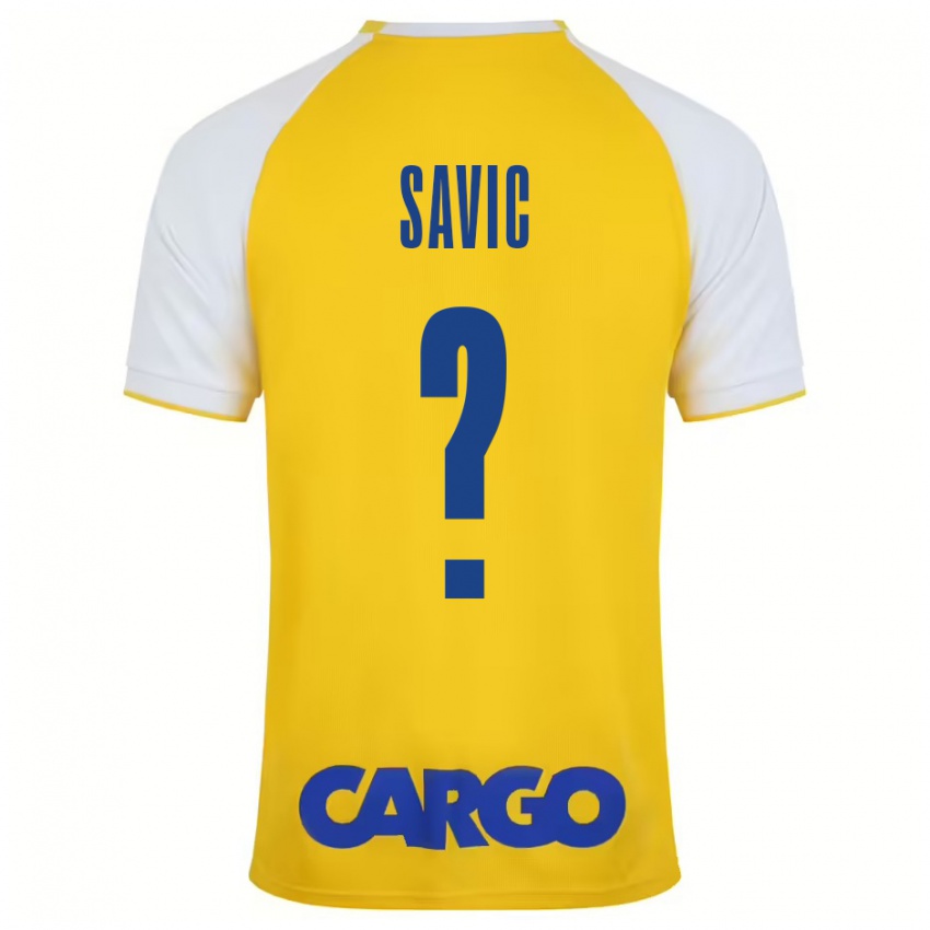 Niño Camiseta Rom Savic #0 Amarillo Blanco 1ª Equipación 2024/25 La Camisa