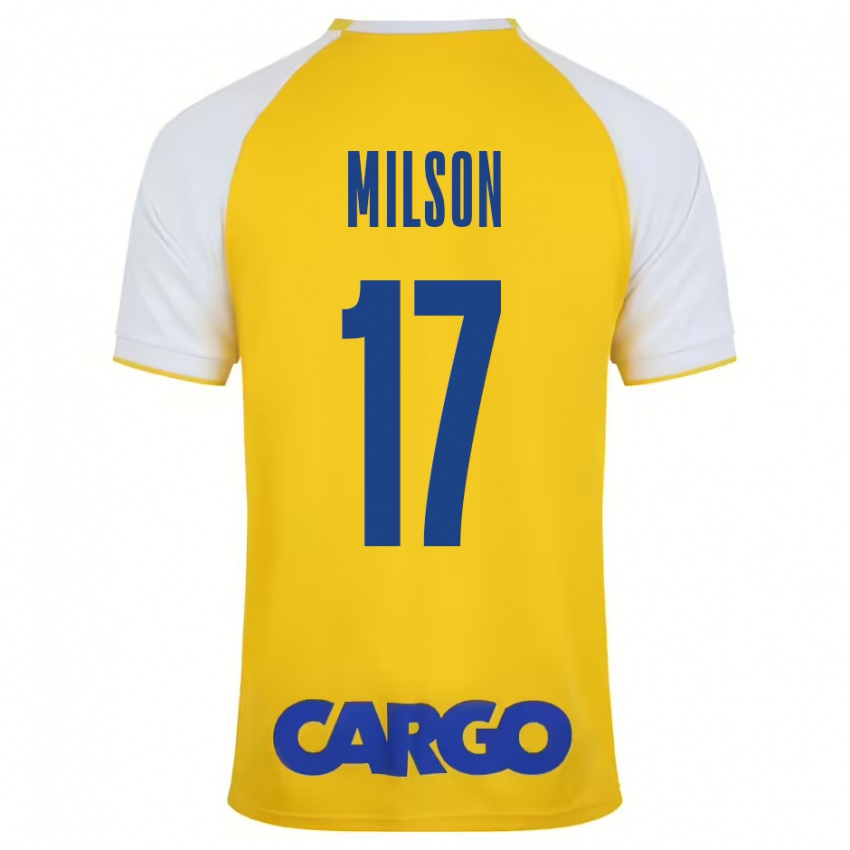 Niño Camiseta Milson #17 Amarillo Blanco 1ª Equipación 2024/25 La Camisa