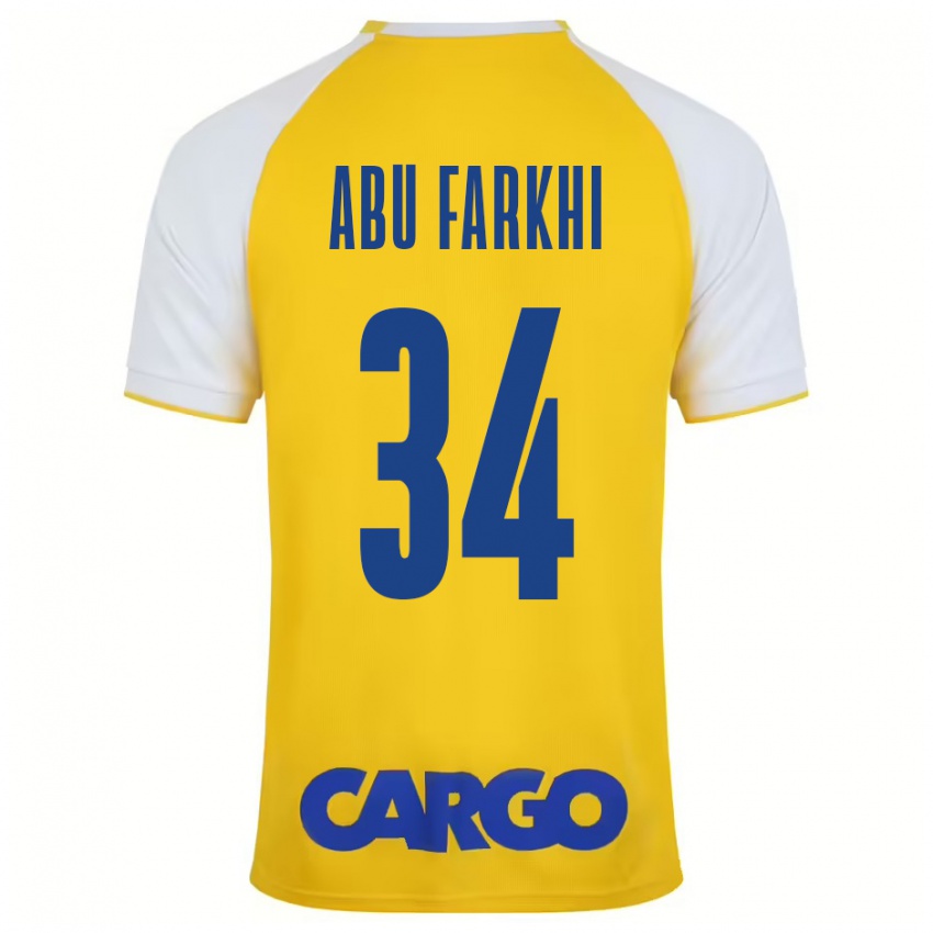 Niño Camiseta Sayed Abu Farkhi #34 Amarillo Blanco 1ª Equipación 2024/25 La Camisa