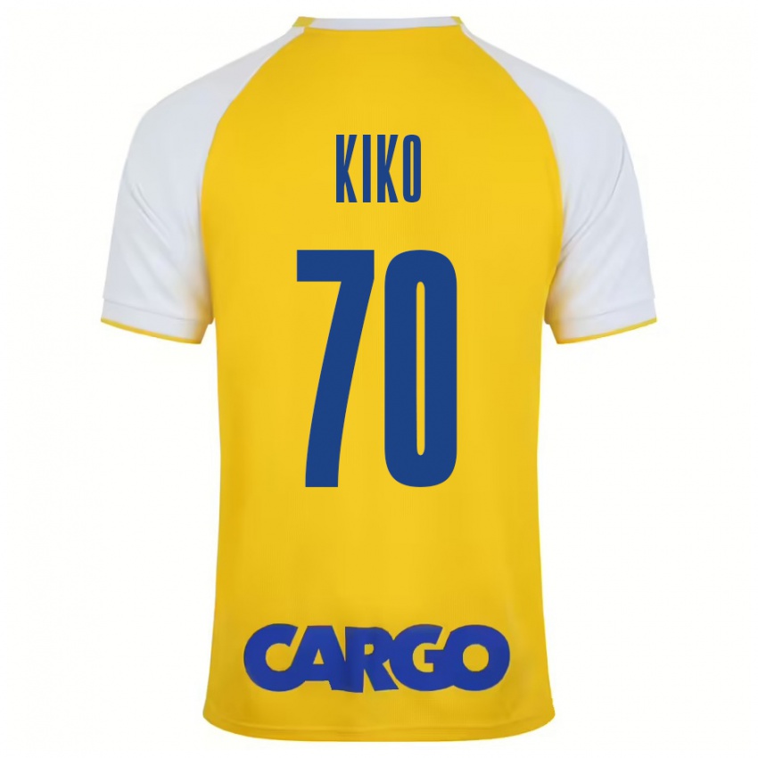 Niño Camiseta Kiko Bondoso #70 Amarillo Blanco 1ª Equipación 2024/25 La Camisa