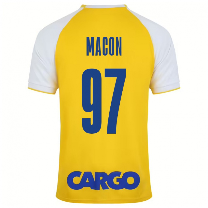 Niño Camiseta Yvann Maçon #97 Amarillo Blanco 1ª Equipación 2024/25 La Camisa