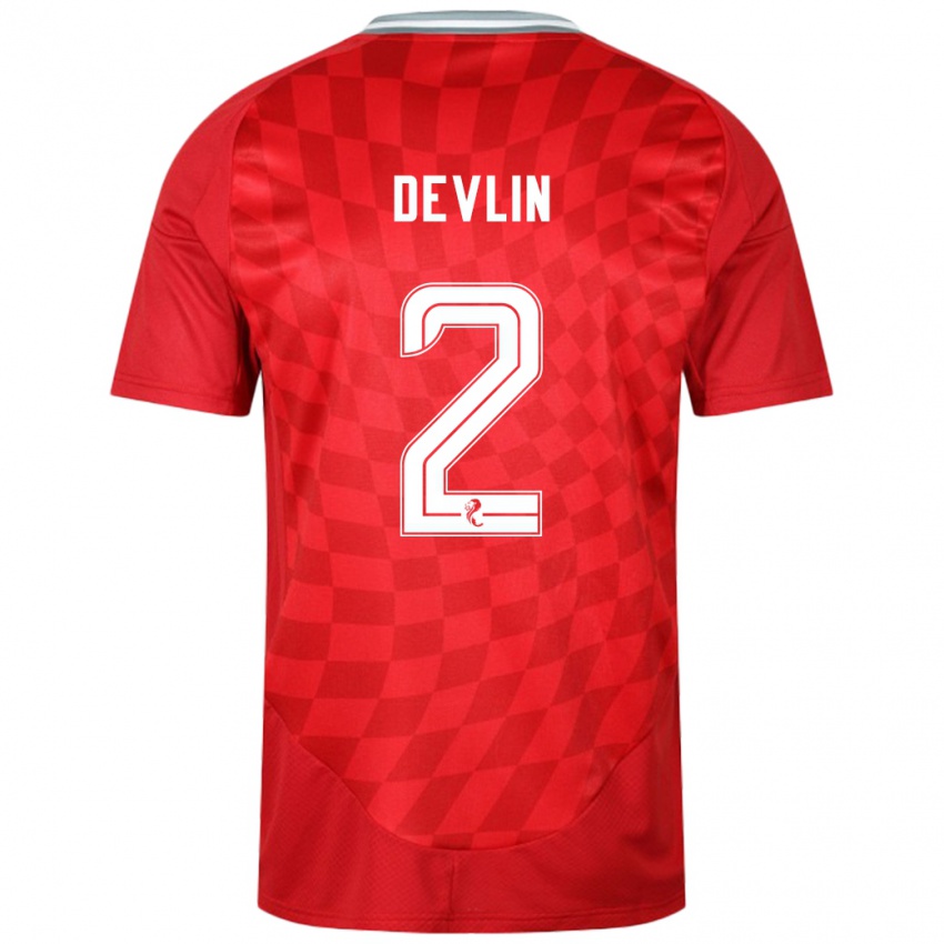 Niño Camiseta Nicky Devlin #2 Rojo 1ª Equipación 2024/25 La Camisa