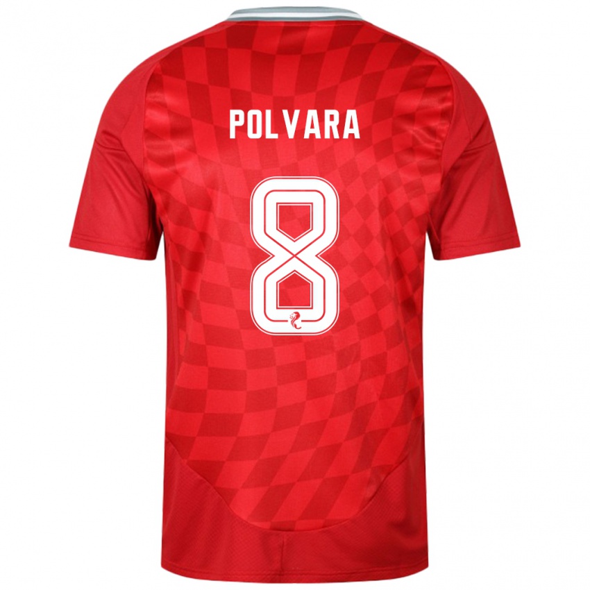 Niño Camiseta Dante Polvara #8 Rojo 1ª Equipación 2024/25 La Camisa