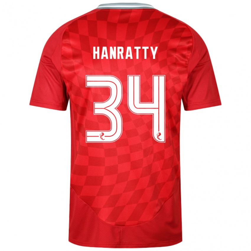 Niño Camiseta Kevin Hanratty #34 Rojo 1ª Equipación 2024/25 La Camisa