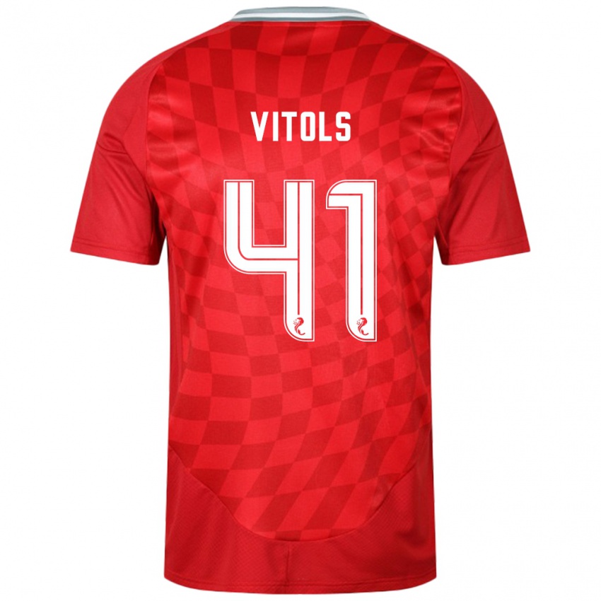 Niño Camiseta Rodrigo Vitols #41 Rojo 1ª Equipación 2024/25 La Camisa