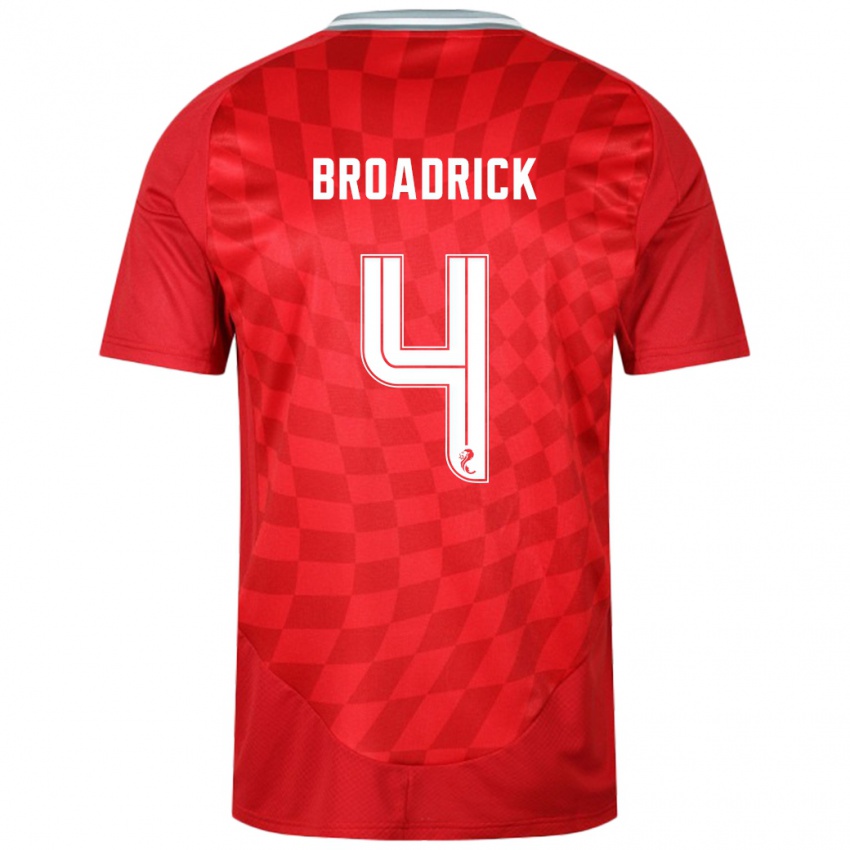 Niño Camiseta Jessica Broadrick #4 Rojo 1ª Equipación 2024/25 La Camisa