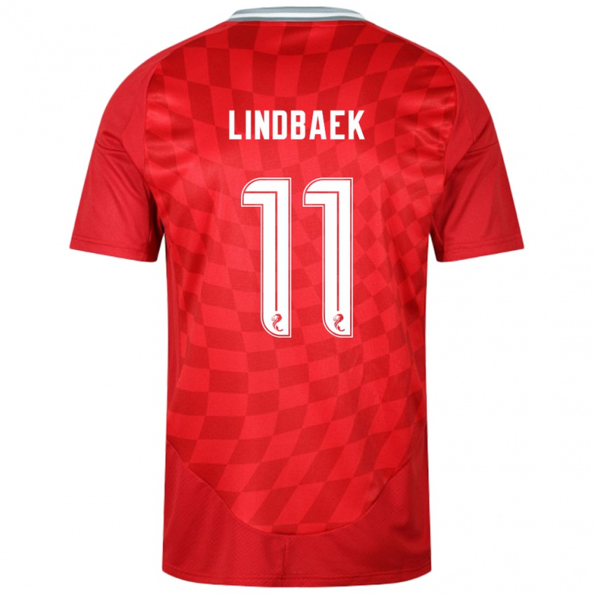 Niño Camiseta Adele Lindbaek #11 Rojo 1ª Equipación 2024/25 La Camisa