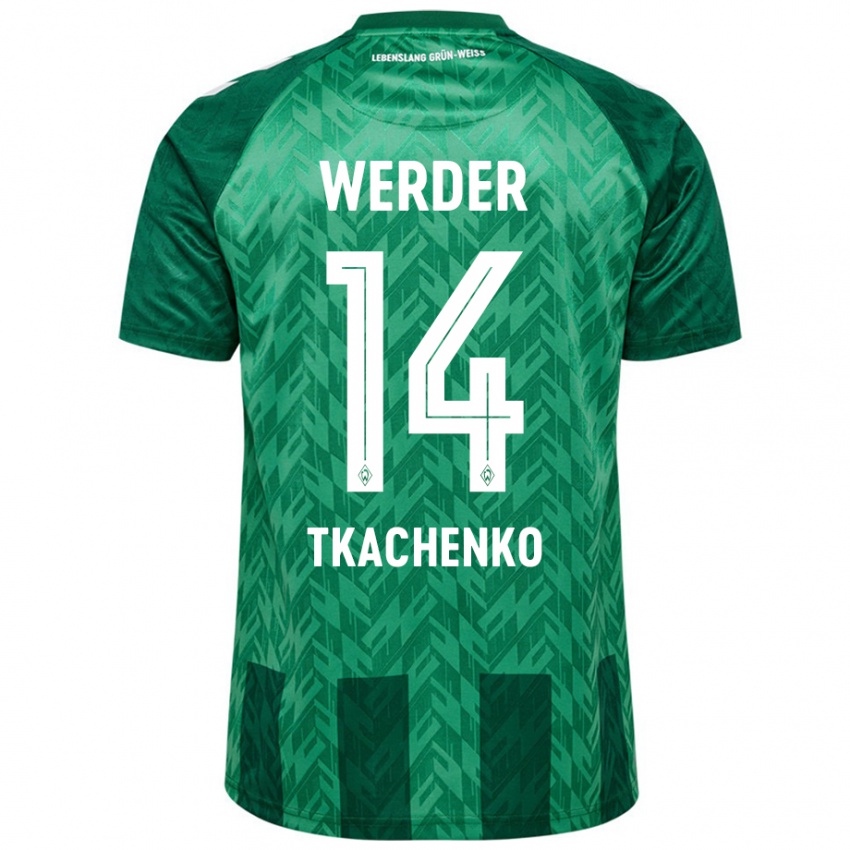 Niño Camiseta Oleksandr Tkachenko #14 Verde 1ª Equipación 2024/25 La Camisa