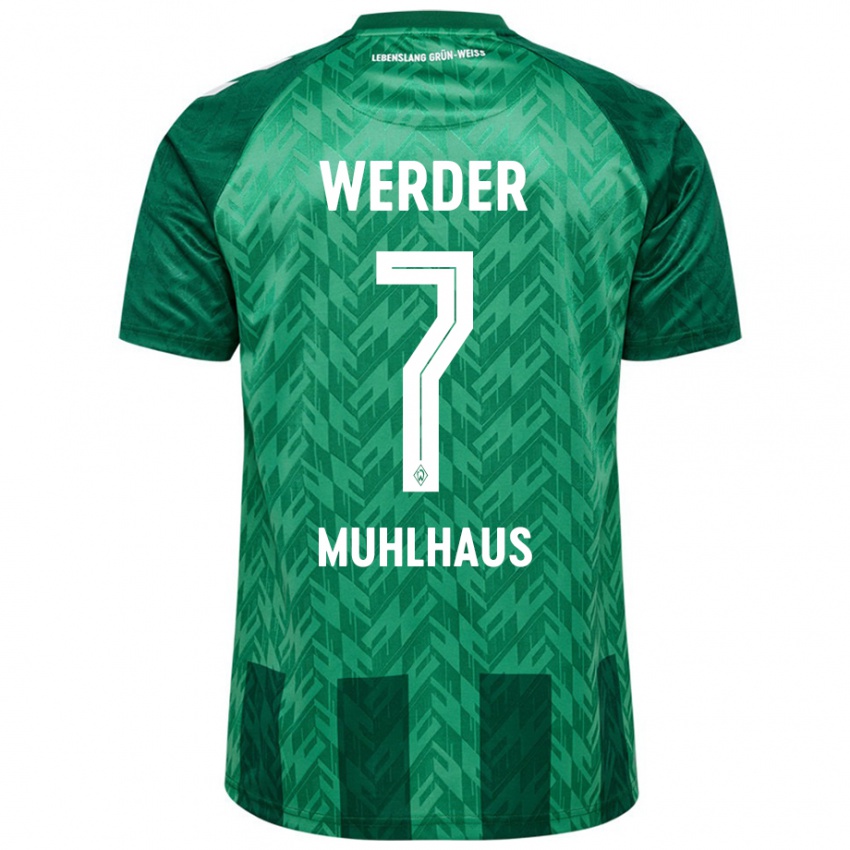 Niño Camiseta Larissa Mühlhaus #7 Verde 1ª Equipación 2024/25 La Camisa