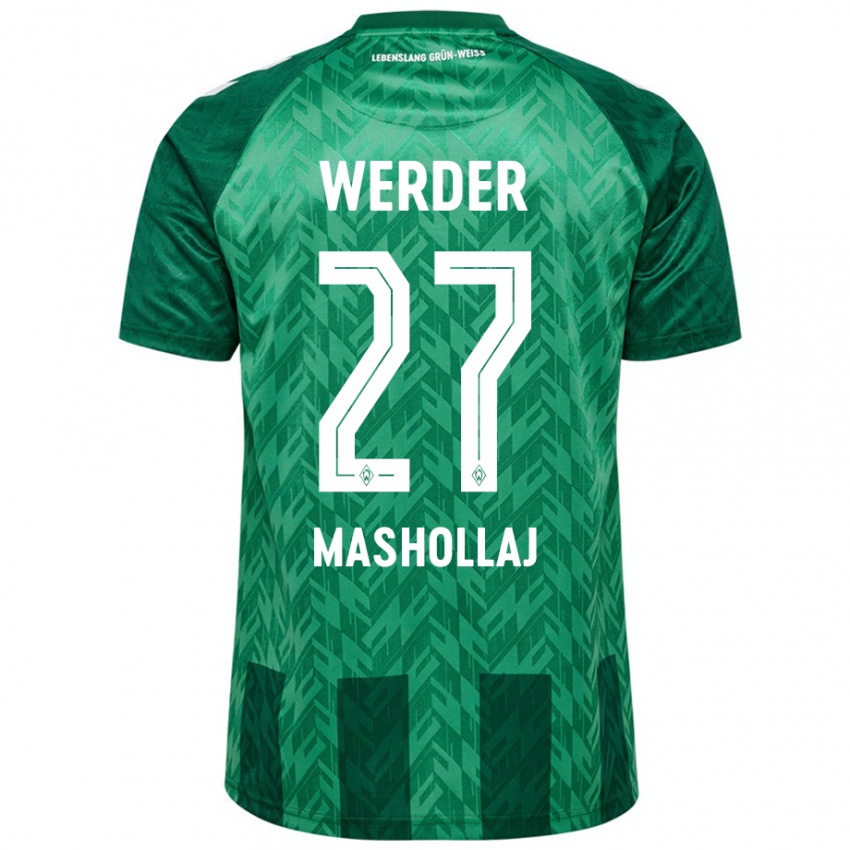 Niño Camiseta Benjamin Mashollaj #27 Verde 1ª Equipación 2024/25 La Camisa