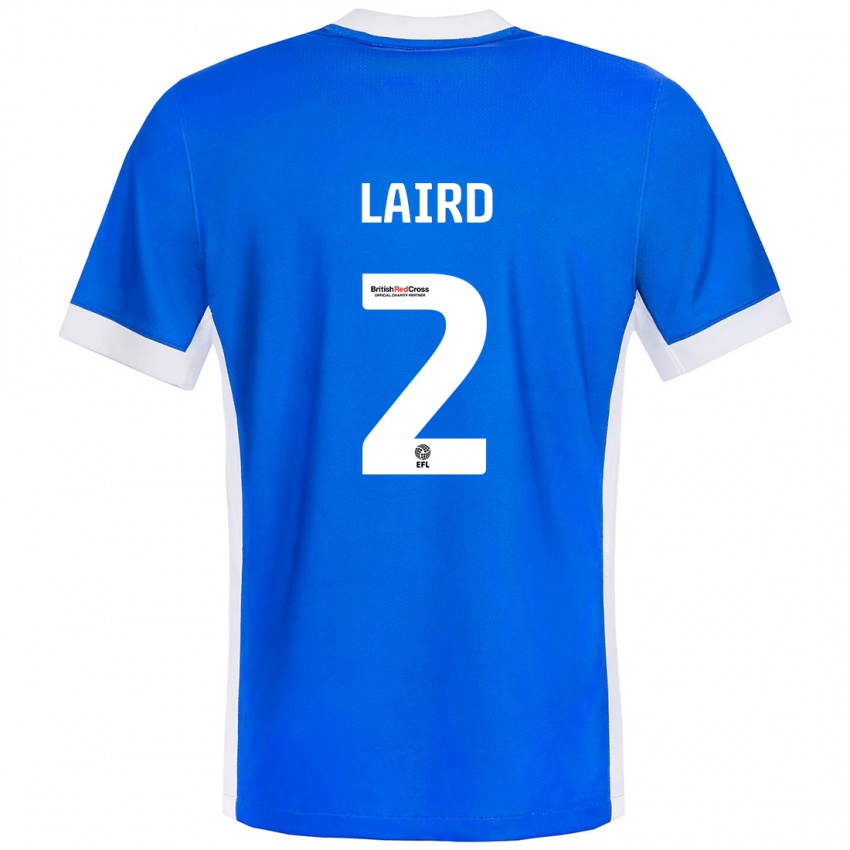 Niño Camiseta Ethan Laird #2 Azul Blanco 1ª Equipación 2024/25 La Camisa