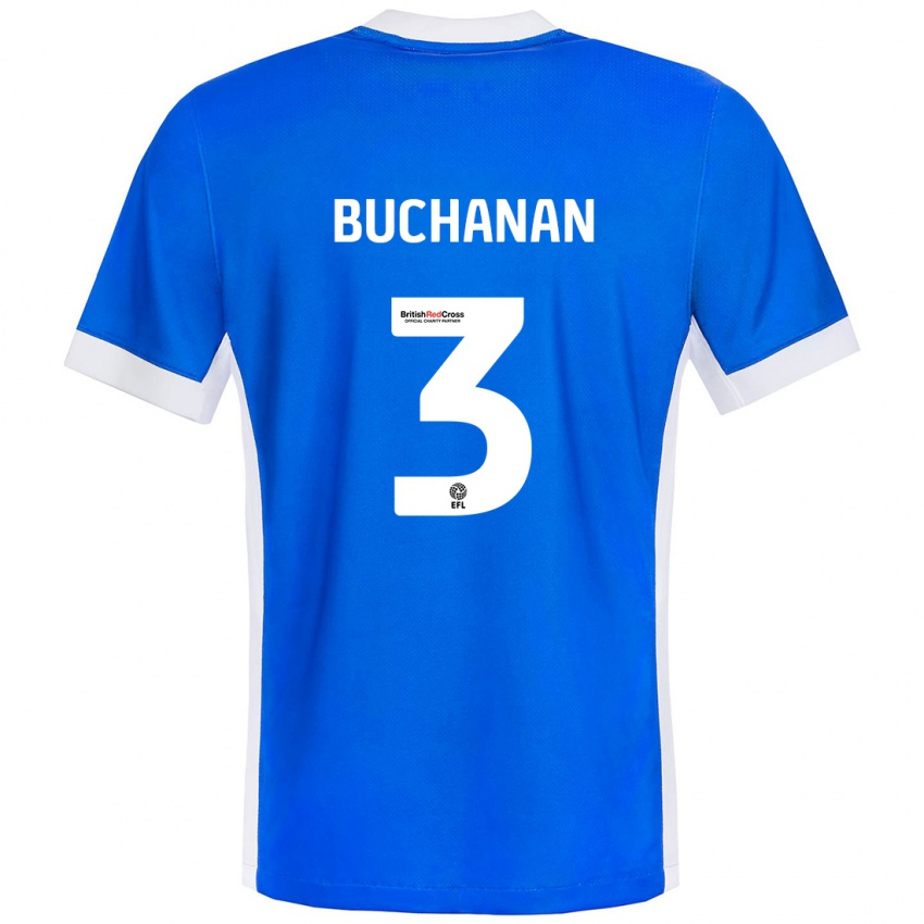 Niño Camiseta Lee Buchanan #3 Azul Blanco 1ª Equipación 2024/25 La Camisa