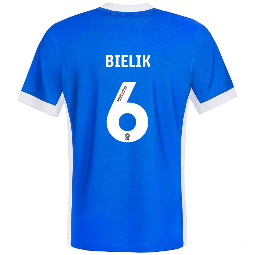 Niño Camiseta Krystian Bielik #6 Azul Blanco 1ª Equipación 2024/25 La Camisa