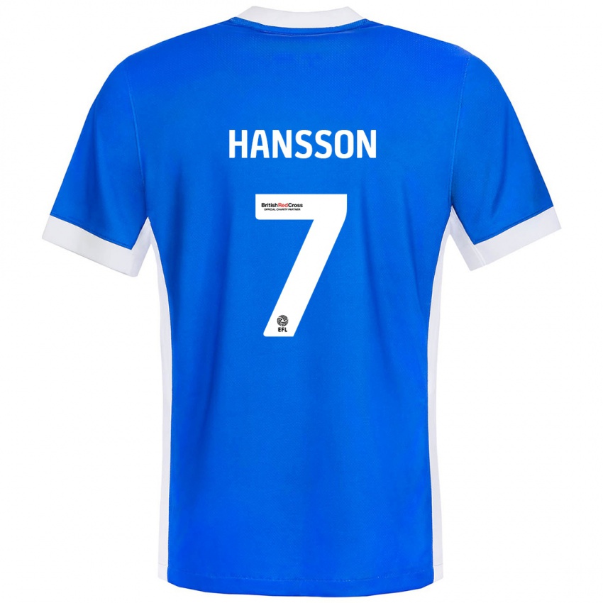 Niño Camiseta Emil Hansson #7 Azul Blanco 1ª Equipación 2024/25 La Camisa