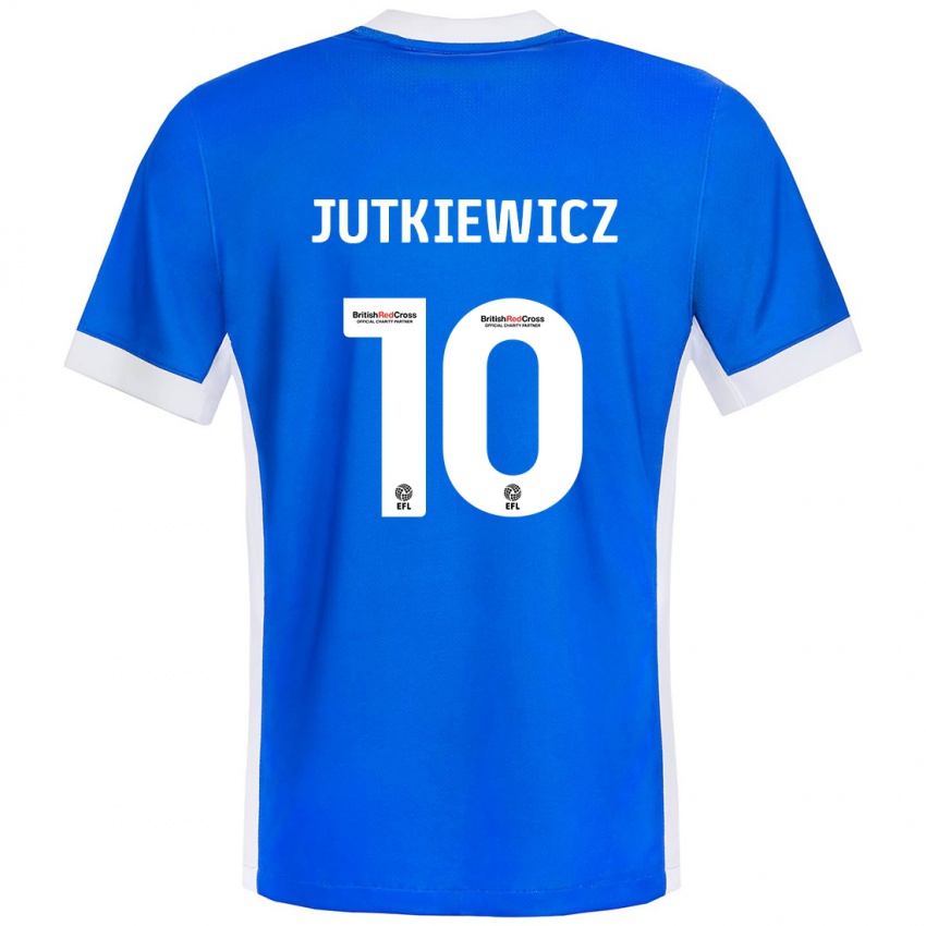 Niño Camiseta Lukas Jutkiewicz #10 Azul Blanco 1ª Equipación 2024/25 La Camisa