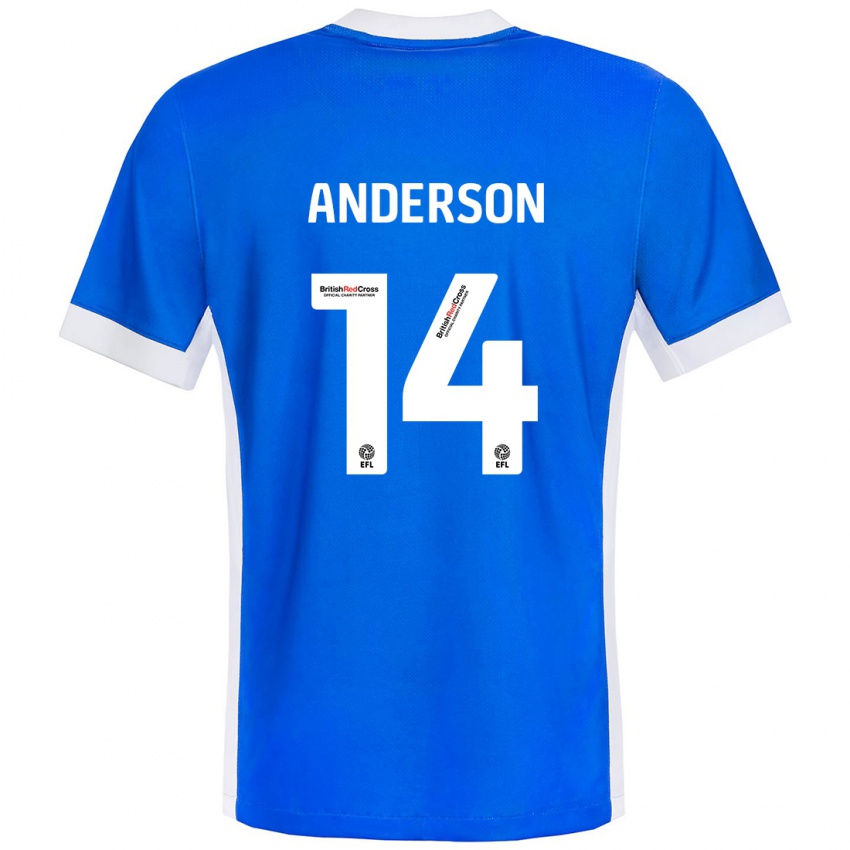 Niño Camiseta Keshi Anderson #14 Azul Blanco 1ª Equipación 2024/25 La Camisa