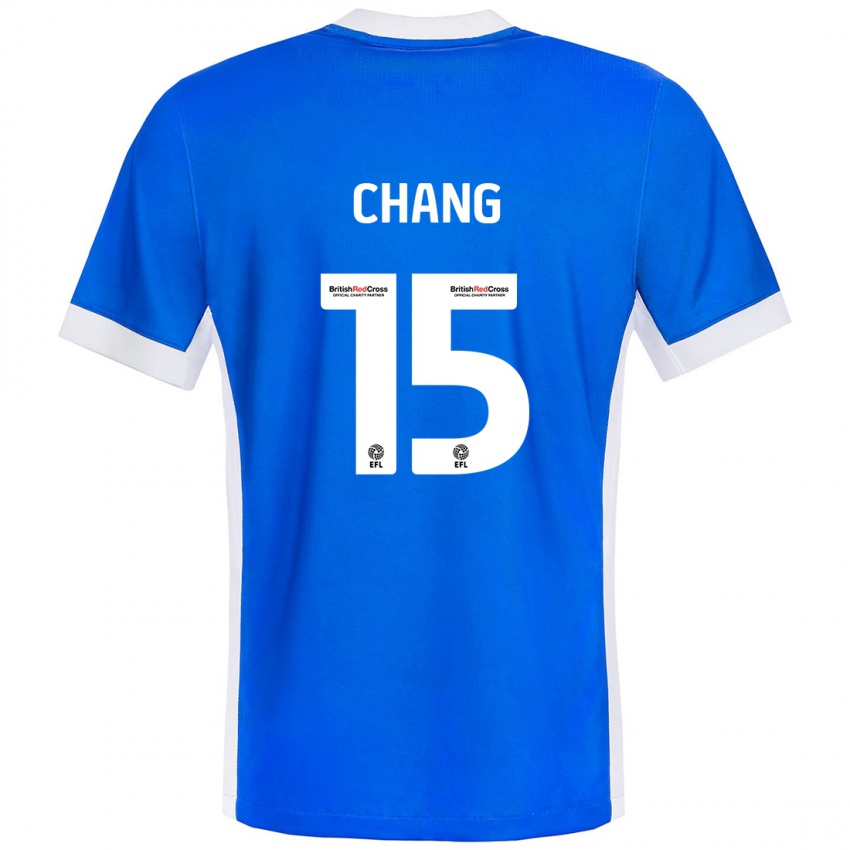 Niño Camiseta Alfie Chang #15 Azul Blanco 1ª Equipación 2024/25 La Camisa