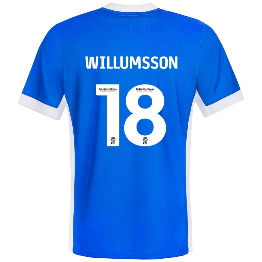 Niño Camiseta Willum Thór Willumsson #18 Azul Blanco 1ª Equipación 2024/25 La Camisa