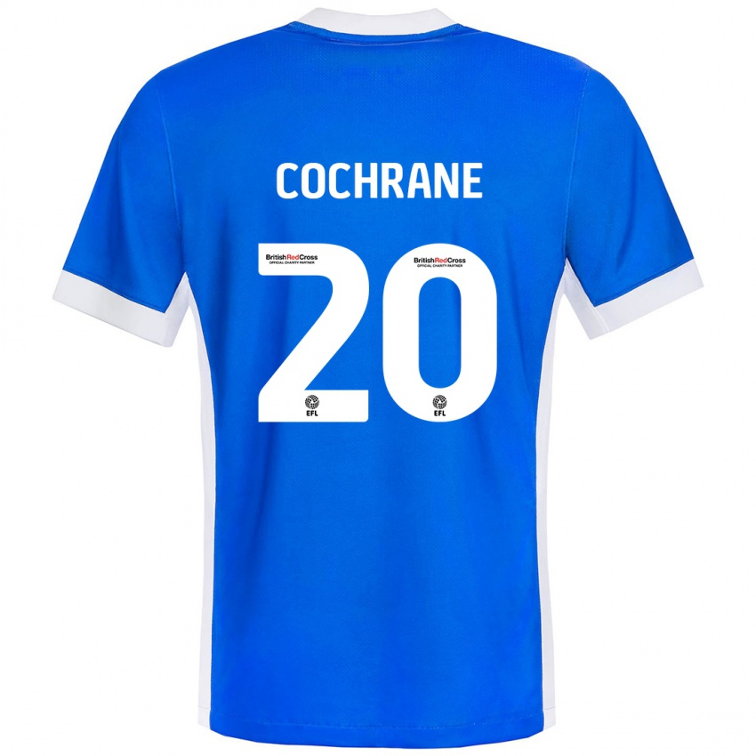 Niño Camiseta Alex Cochrane #20 Azul Blanco 1ª Equipación 2024/25 La Camisa