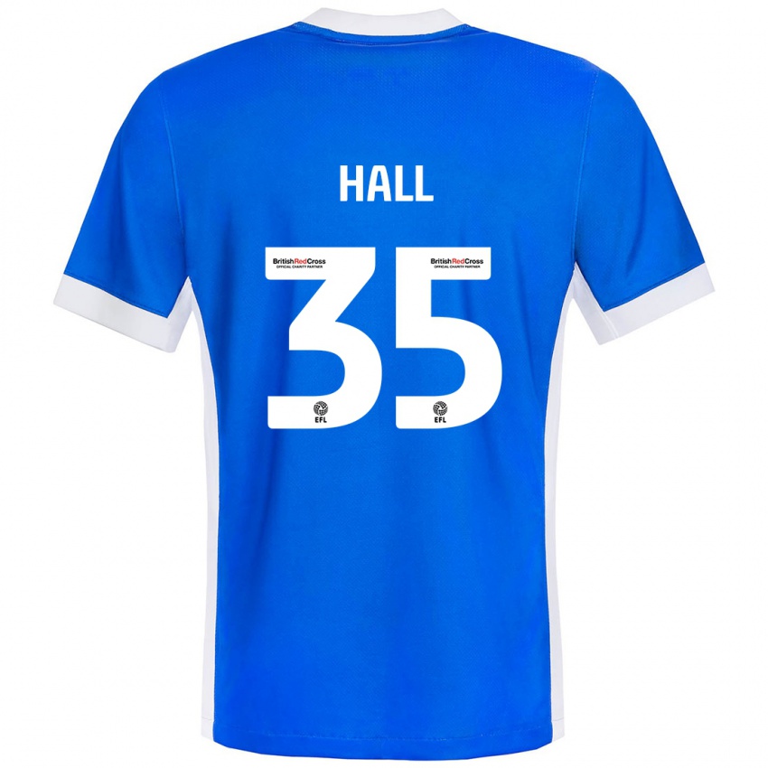 Niño Camiseta George Hall #35 Azul Blanco 1ª Equipación 2024/25 La Camisa