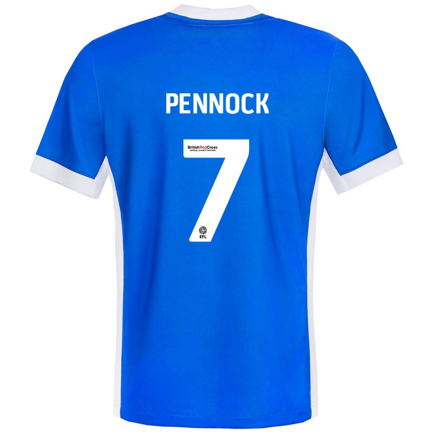 Niño Camiseta Jade Pennock #7 Azul Blanco 1ª Equipación 2024/25 La Camisa