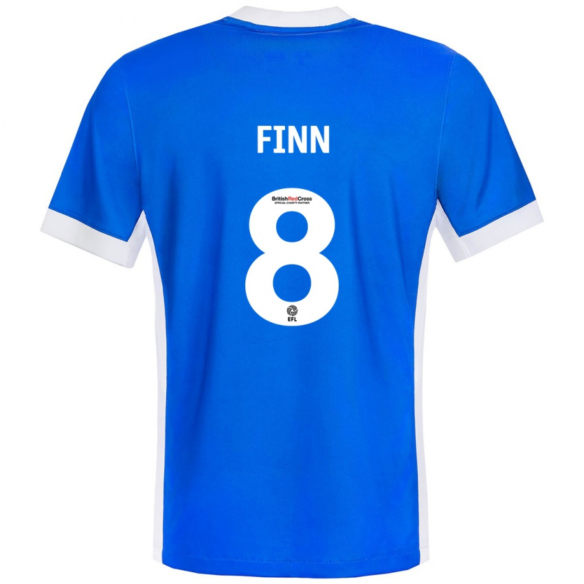 Niño Camiseta Jamie Finn #8 Azul Blanco 1ª Equipación 2024/25 La Camisa