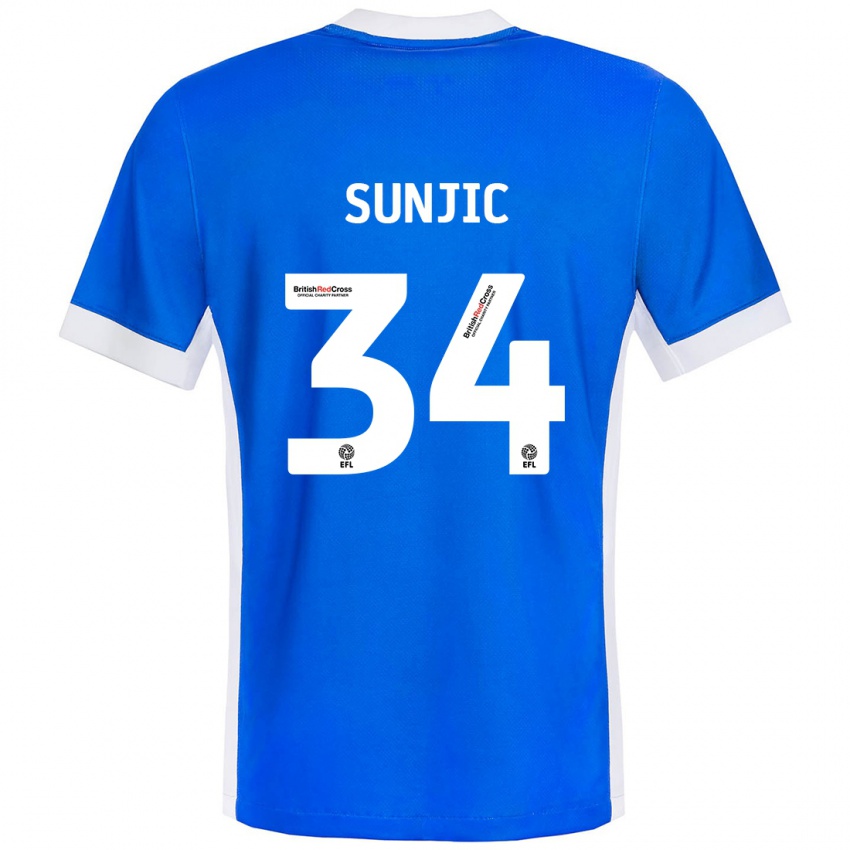 Niño Camiseta Ivan Sunjic #34 Azul Blanco 1ª Equipación 2024/25 La Camisa