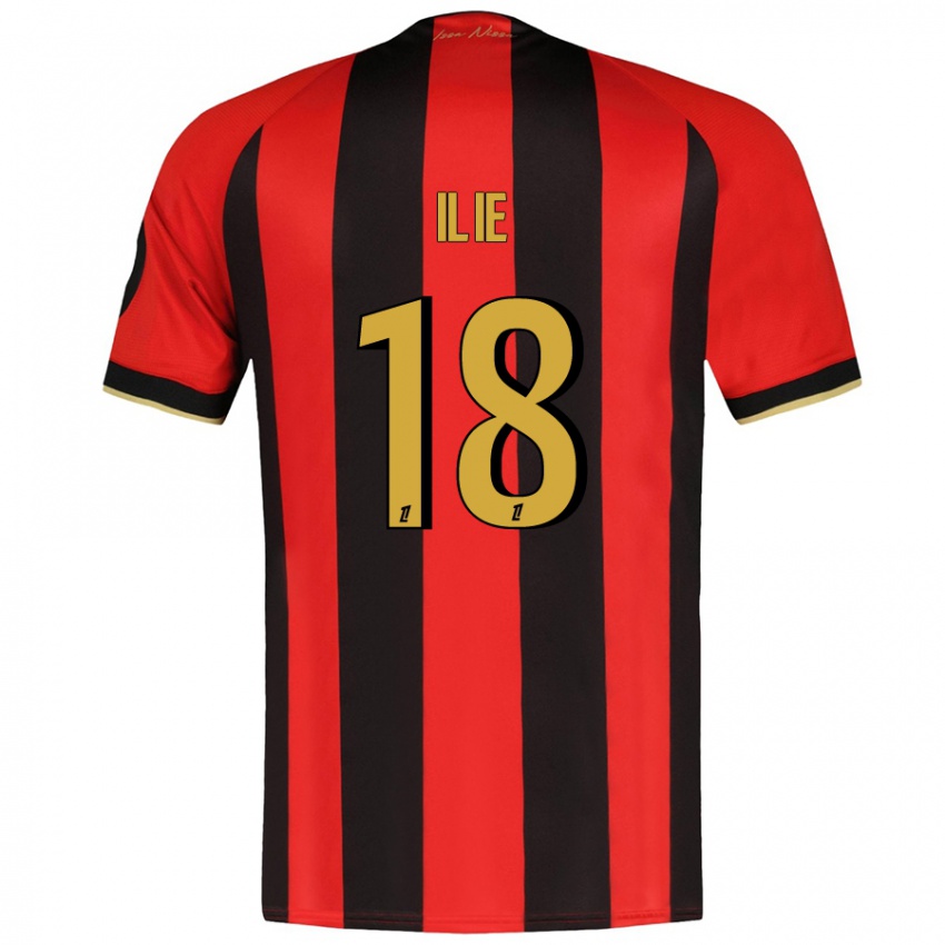 Niño Camiseta Rareș Ilie #18 Rojo Negro 1ª Equipación 2024/25 La Camisa