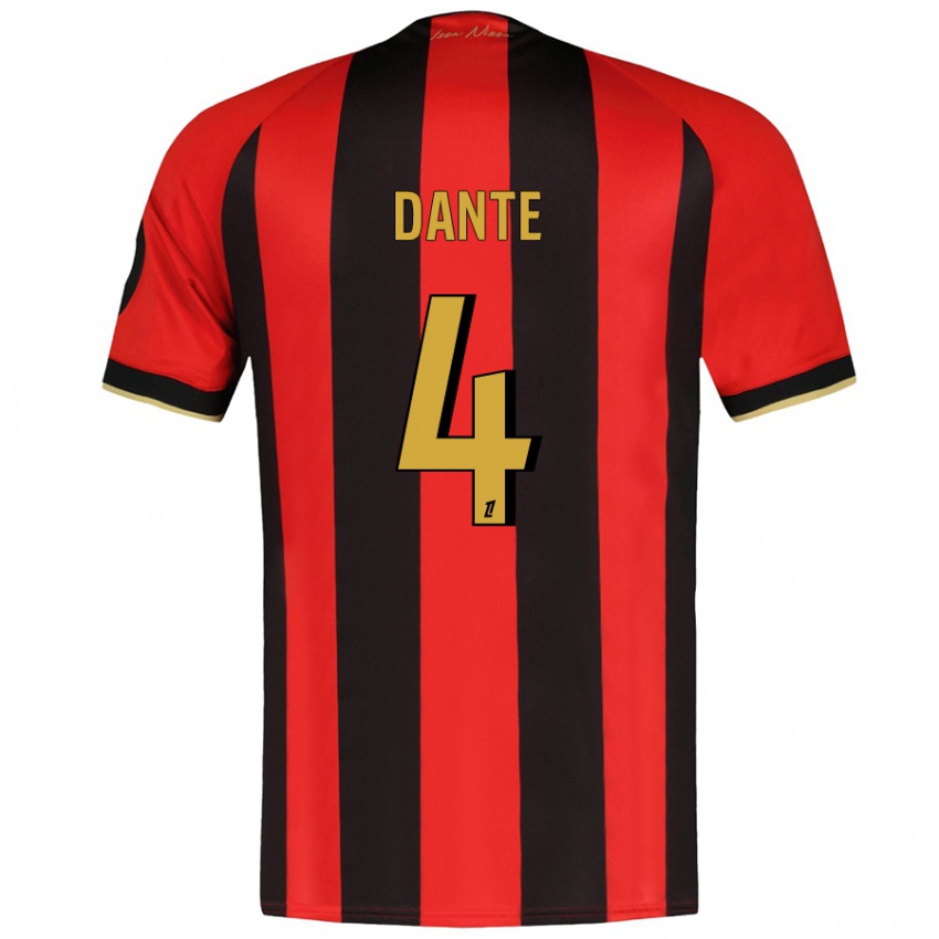 Niño Camiseta Dante #4 Rojo Negro 1ª Equipación 2024/25 La Camisa