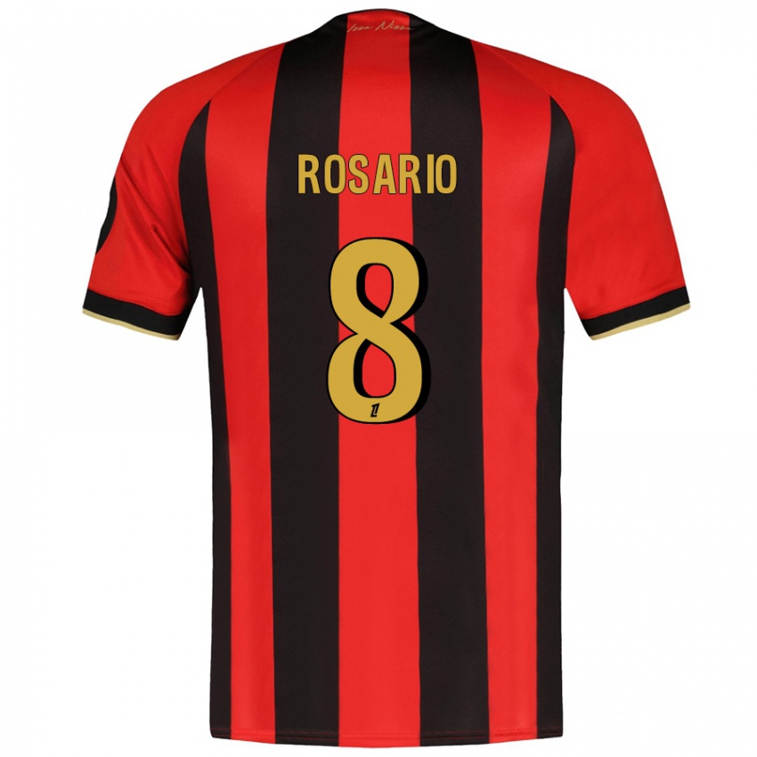 Niño Camiseta Pablo Rosario #8 Rojo Negro 1ª Equipación 2024/25 La Camisa