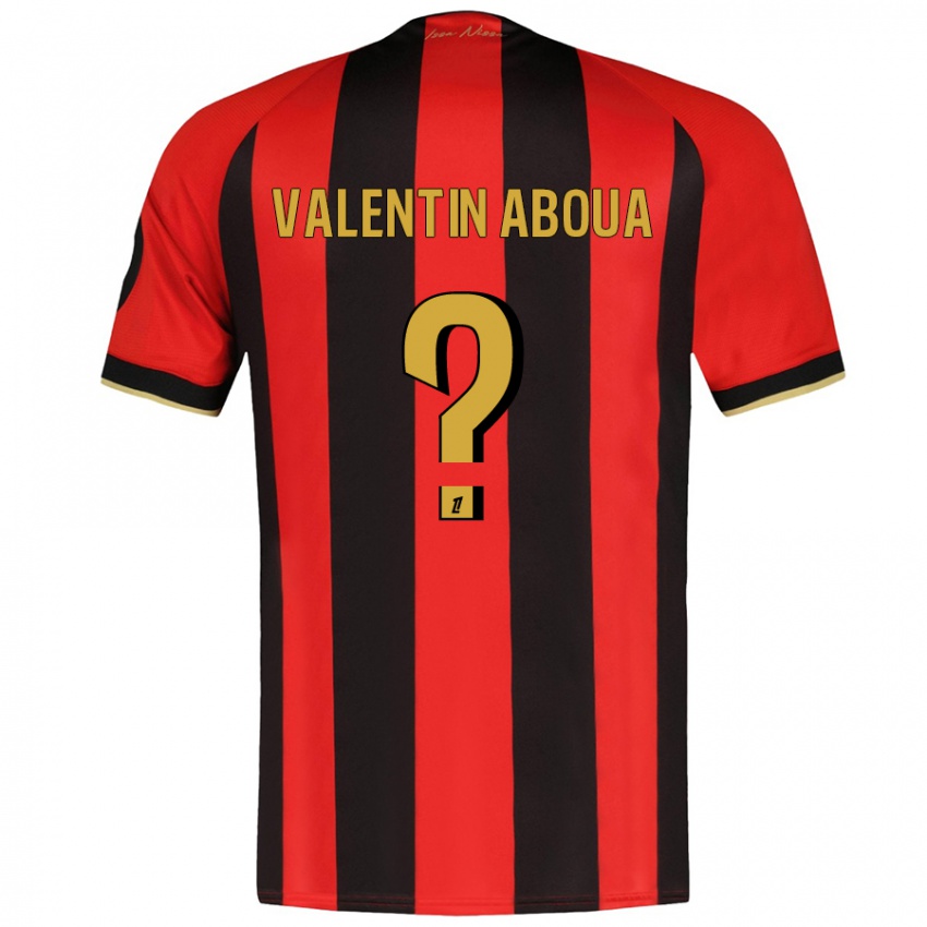 Niño Camiseta Louis Valentin Aboua #0 Rojo Negro 1ª Equipación 2024/25 La Camisa