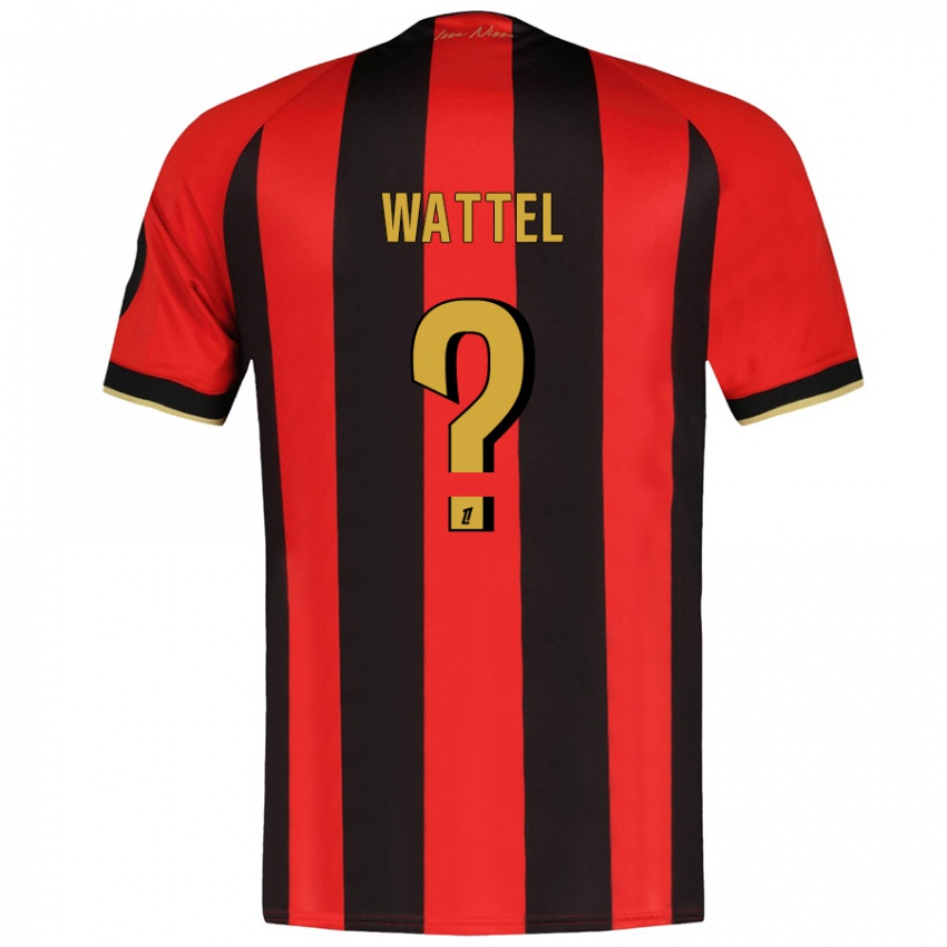 Niño Camiseta Sami Wattel #0 Rojo Negro 1ª Equipación 2024/25 La Camisa