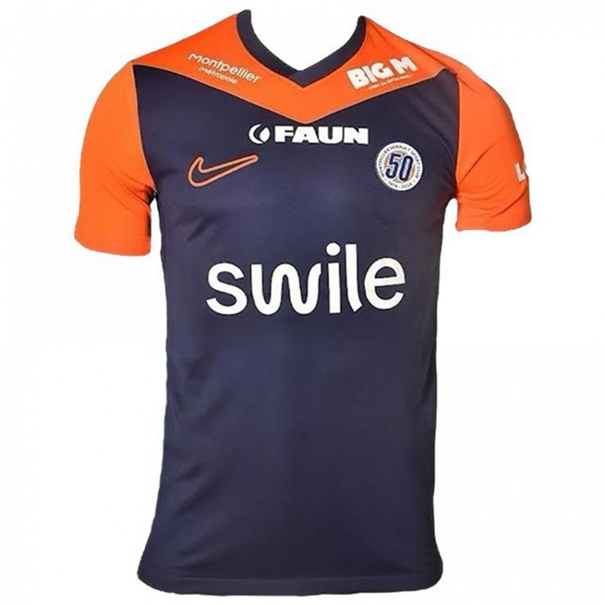 Niño Camiseta Arnaud Nordin #7 Azul Marino Naranja 1ª Equipación 2024/25 La Camisa