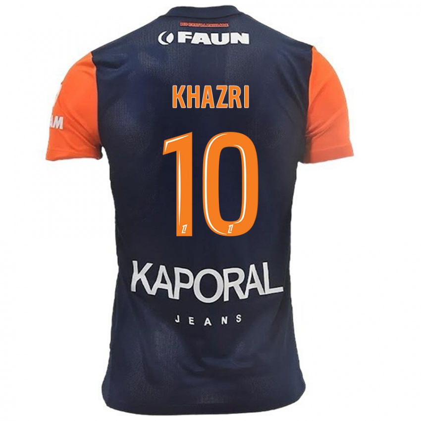 Niño Camiseta Wahbi Khazri #10 Azul Marino Naranja 1ª Equipación 2024/25 La Camisa