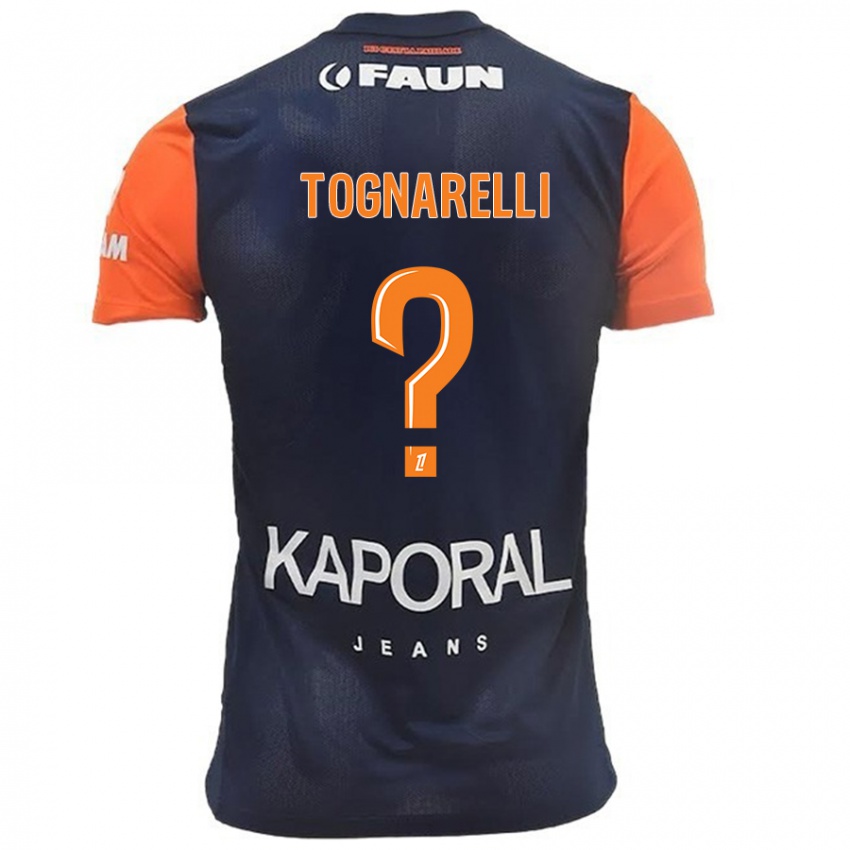 Niño Camiseta Angelo Tognarelli #0 Azul Marino Naranja 1ª Equipación 2024/25 La Camisa