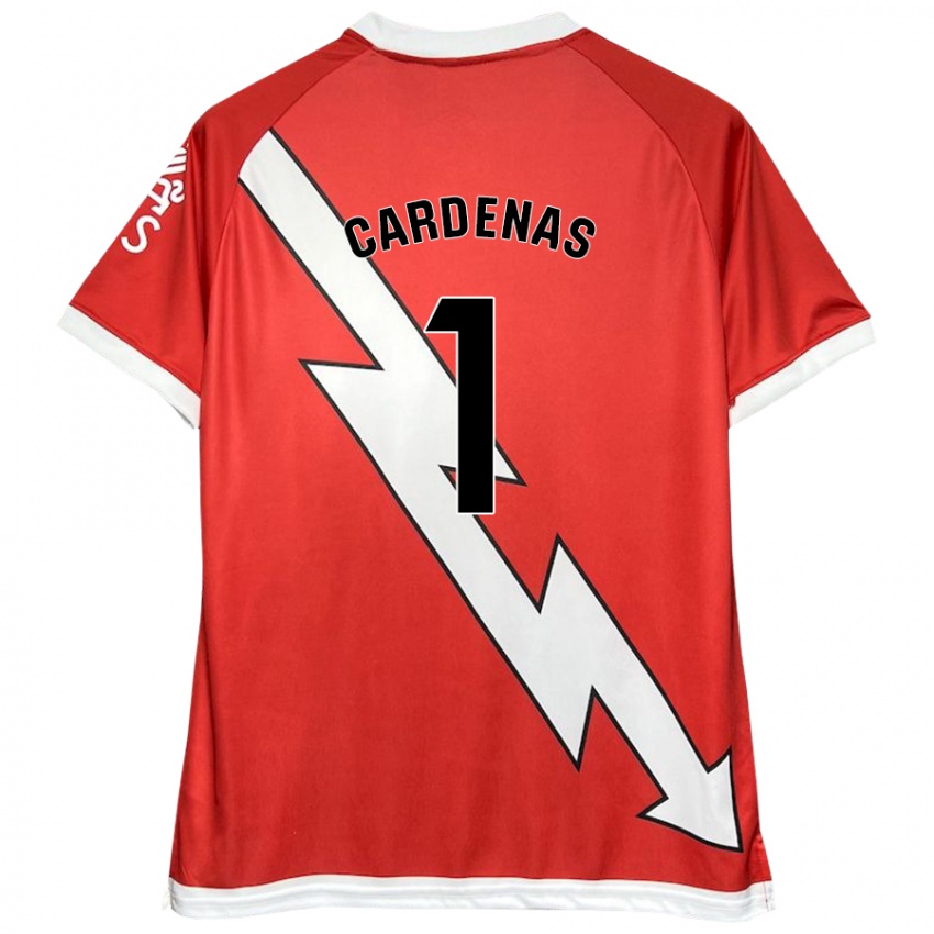 Niño Camiseta Dani Cárdenas #1 Blanco Rojo 1ª Equipación 2024/25 La Camisa