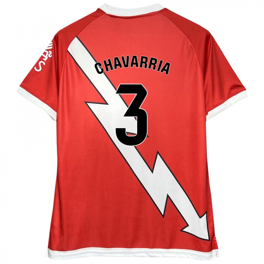 Niño Camiseta Pep Chavarría #3 Blanco Rojo 1ª Equipación 2024/25 La Camisa