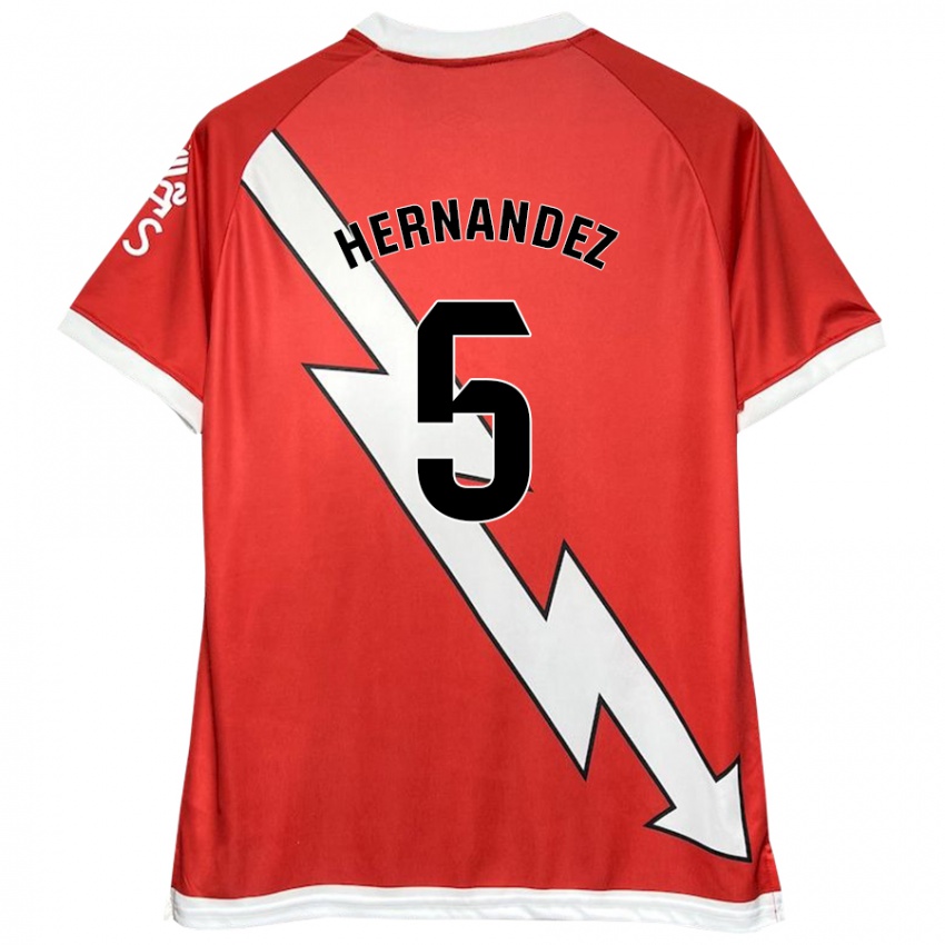 Niño Camiseta Aridane Hernández #5 Blanco Rojo 1ª Equipación 2024/25 La Camisa