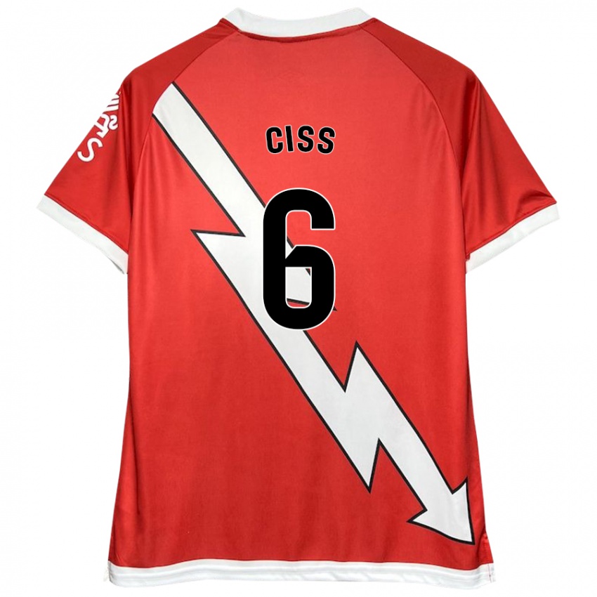 Niño Camiseta Pathé Ciss #6 Blanco Rojo 1ª Equipación 2024/25 La Camisa