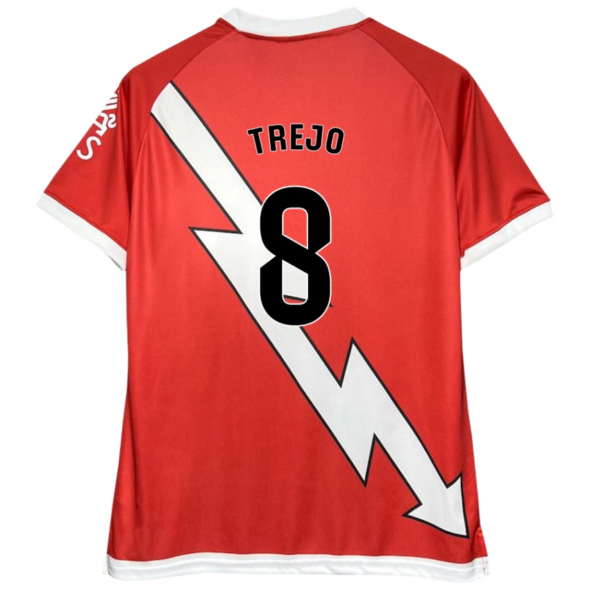 Niño Camiseta Óscar Trejo #8 Blanco Rojo 1ª Equipación 2024/25 La Camisa