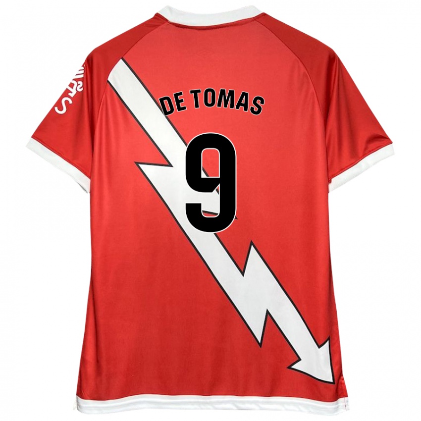 Niño Camiseta Raúl De Tomás #9 Blanco Rojo 1ª Equipación 2024/25 La Camisa